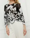 Frank Lyman Jewel Embellished Pullover In Black/white In Black