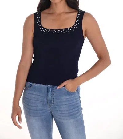 Frank Lyman Kiera Knit Sleeveless Top In Navy In Blue