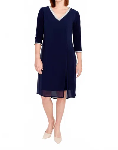 Frank Lyman Knee-length Shift Knit Dress In Midnight In Blue