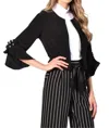 Frank Lyman Knit Bolero Sleeves Jacket In Black In Black