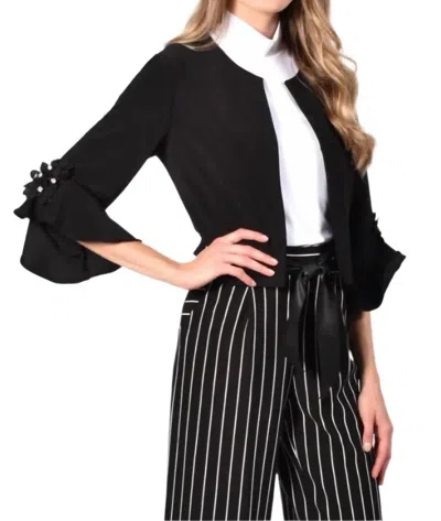 Frank Lyman Knit Bolero Sleeves Jacket In Black