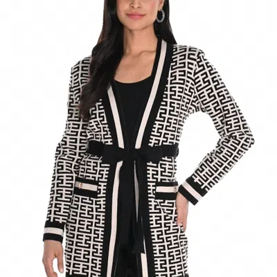 Frank Lyman Knit Cardigan In Beige / Black