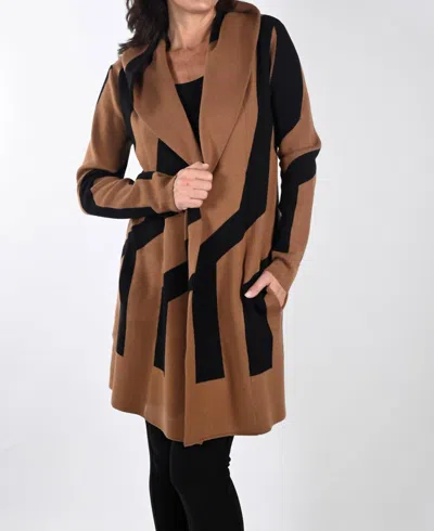 Frank Lyman Knit Cardigan In Brown / Black