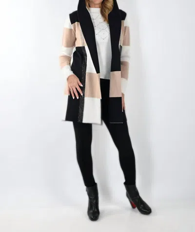 Frank Lyman Knit Cover-up Cardigan In Black / Beige