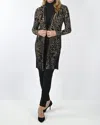 Frank Lyman Long Knit Cardigan In Black/brown In Multi