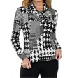 Frank Lyman Knit Cowl Neck Long Sleeve Top In Black And White In Black