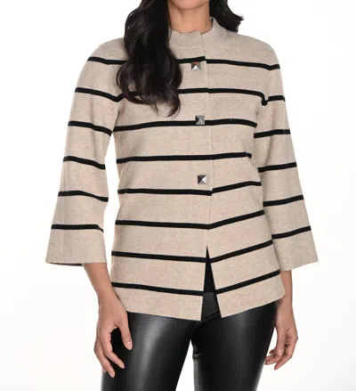 Frank Lyman Knit Jacket In Beige / Brown In Nude