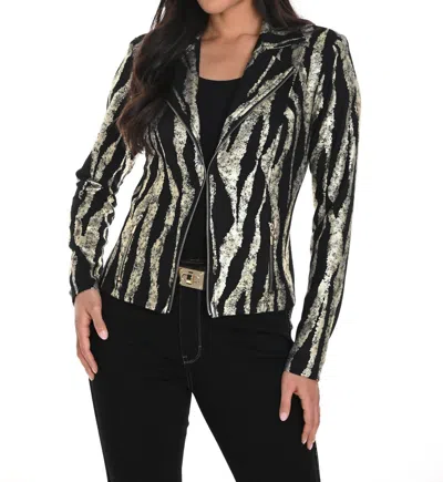 Frank Lyman Knit Jacket In Black / Gold