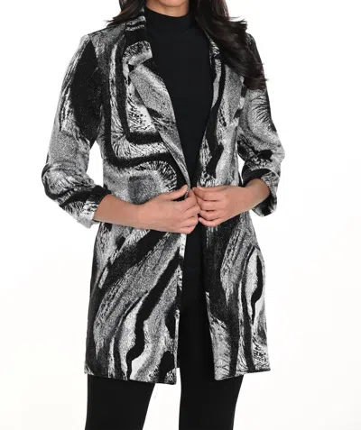 Frank Lyman Knit Jacket In Black / Gray In Silver