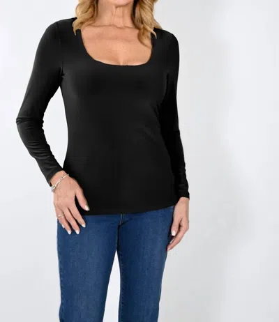 Frank Lyman Knit Long Sleeve Top In Black