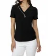 Frank Lyman Knit Short Sleeve Top In Black In Black