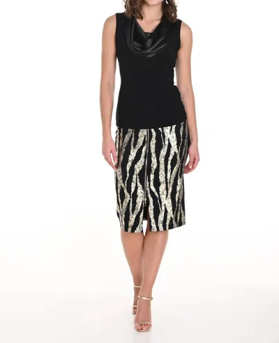 Frank Lyman Knit Skirt In Black / Gold