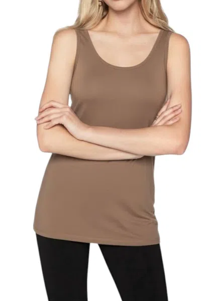 Frank Lyman Knit Sleeveless Top In Mocha In Brown