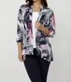 Frank Lyman Knit Throw Over Cardigan In Navy / Pink