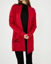 Frank Lyman Knit Throw Over Cardigan In Red/black In Red