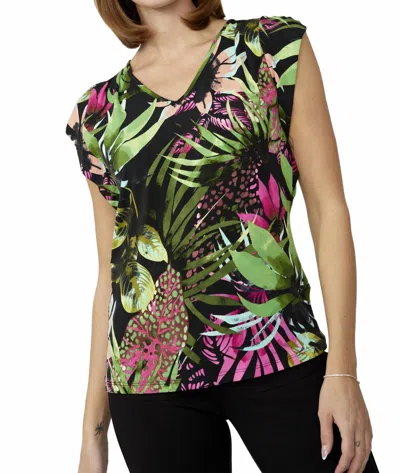 Frank Lyman Knit Top In Green / Fushia Print