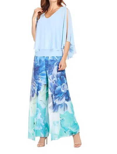Frank Lyman Knit V-neck Top In Sky Blue