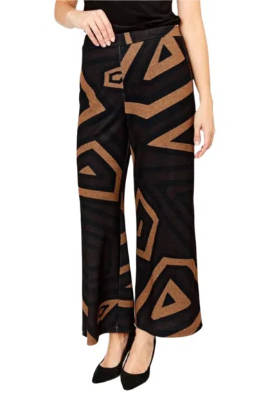 Frank Lyman Knit Wide Leg Pants In Abstract Print In Black
