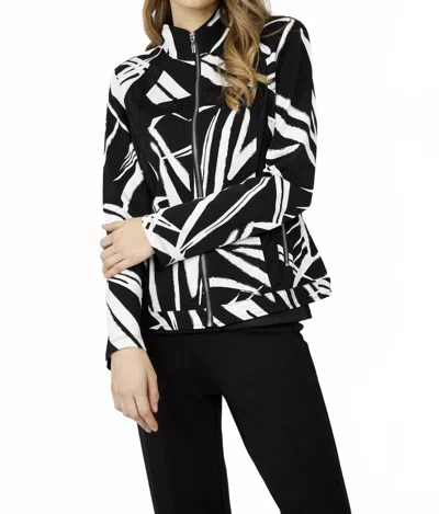 Frank Lyman Knit Zip Front Jacket In Black / White
