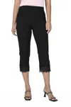 Frank Lyman Lace Trim Woven Pant In Black In Black