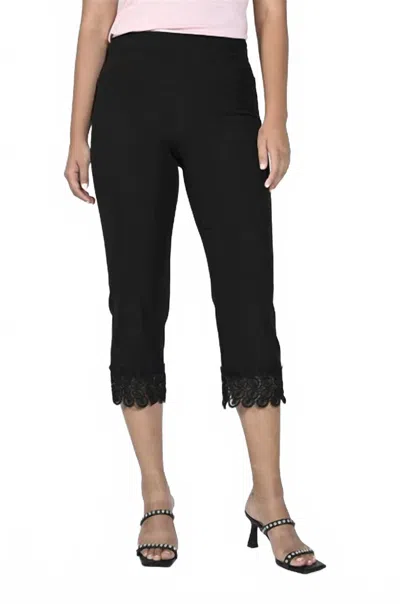 Frank Lyman Lace Trim Woven Pant In Black