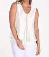 Frank Lyman Layered Satin Sleeveless Blouse In Ivory In White