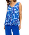 Frank Lyman Layered V-neck Top In Blue/off White In Blue