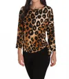 Frank Lyman Leopard Print Boat Neck Pullover In Cheetah In Animal Print