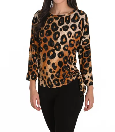 Frank Lyman Leopard Print Boat Neck Pullover In Cheetah In Animal Print