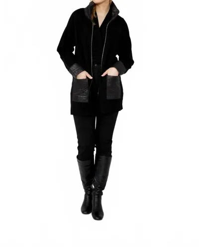 Frank Lyman Liana Long Sleeve Knit Jacket With Rhinestone In Black