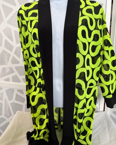 Frank Lyman Lightweight Jacket In Lime Green/black In Multi