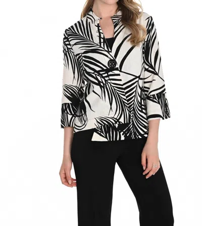 Frank Lyman Linen Jacket In Black/white