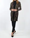 Frank Lyman Long Knit Cardigan In Black/brown In Black