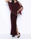 Frank Lyman Long Layered Dress With Crystal Detailing - 179257 In Wine In Pink