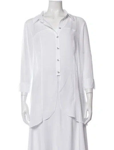 Pre-owned Frank Lyman Long Sleeve Button-up Top W/ Tags In White