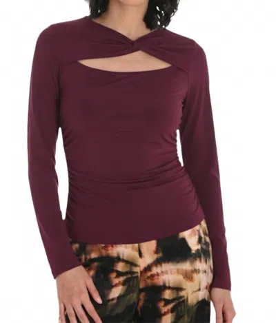 Frank Lyman Long Sleeve Chic Ruched Pullover In Deep Plum In Purple