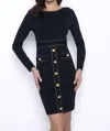 Frank Lyman Long Sleeved Elegant Dress In Black In Black