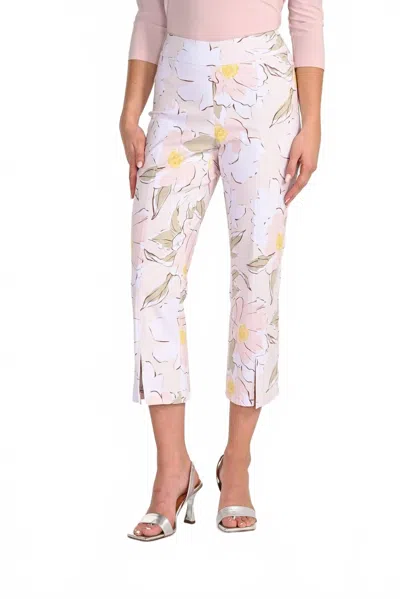 Frank Lyman Fina Floral Print Cropped Trousers In Blush In Multi