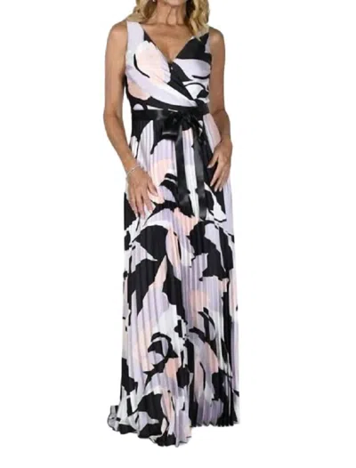 Frank Lyman Maxi Dress In Black And Lavender In Multi