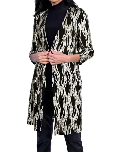 Frank Lyman Metallic Cardigan In Black/gold