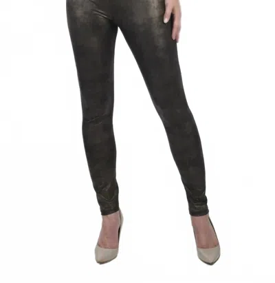 Frank Lyman Metallic Faux Leather Pants In Taupe In Gray