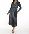 Frank Lyman Metallic Long Sleeve Dress In Black/teal In Multi