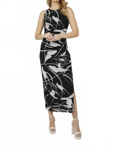 Frank Lyman Midi Knit Dress In Black/off White In Multi