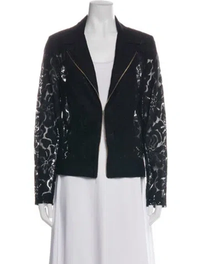 Pre-owned Frank Lyman Nylon Lace Pattern Jacket W/ Tags In Black