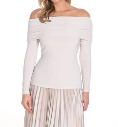 Frank Lyman Off Shoulder Long Sleeves Top In Pearl In Beige