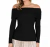 Frank Lyman Off- Shoulder Ruched Pullover Top In Black In Black