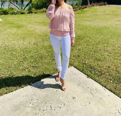 Frank Lyman Off The Shoulder Blouse In Dusty Rose In Multi