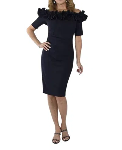 Frank Lyman Off The Shoulder Cocktail Dress In Navy In Black