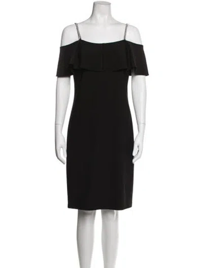 Pre-owned Frank Lyman Off-the-shoulder Knee-length Dress In Black
