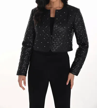 Frank Lyman Open Front Leather Jacket In Black